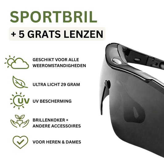 Fietsbril Wit + 5 Gratis Gepolariseerd Lenzen