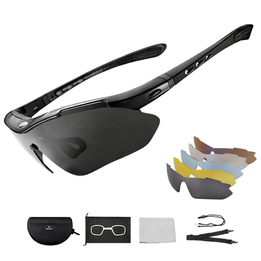 Fietsbril Zwart + 5 Gratis Gepolariseerd Lenzen